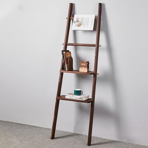 4-stöckiges Holzleiterregal, Bücherregal, stilvolle Aufbewahrung für Schlafzimmer, Wohnzimmer & Heimbüro, multifunktional, Egress Leiter, Display, schwarzes Bücherregal 4-stöckiges Holzleiterregal, Bücherregal, stilvolle Aufbewahrung für Schlafzimmer, Wohnzimmer & Heimbüro, multifunktional, Egress Leiter, Display, schwarzes Bücherregal von Generisch