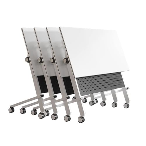 4-teiliger mobiler klappbarer Trainingstisch mit feststellbaren Rollen, gebrauchsfertig, für Konferenzräume, höhenverstellbar, 180 x 60 x 75 cm, tragbare Meeting-Schreibtische, platzsparende Lösung von Generisch