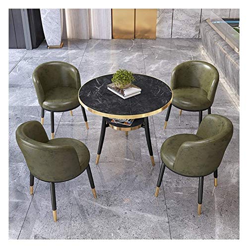 4-teiliges grau-grünes Esstisch- und Stuhl-Set für Wohnzimmer, Küche, Wohnung und Studio. Moderne Möbelkombination für Esszimmer und Dessertgeschäft von Generisch
