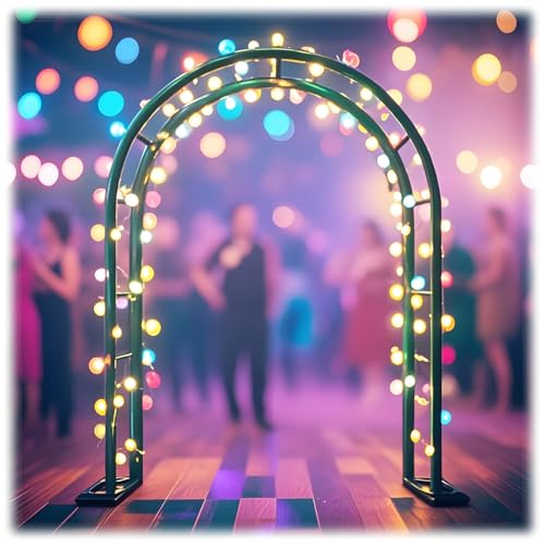 40 m Metallbogen Gartenlaube – 2,0 x 2,3 m Stahl-Hochzeitsspalier für Kletterpflanzen, Unterstützung im Freien in Schwarz, Weiß, Grün – perfekt für Partys und Dekorationen von Generisch