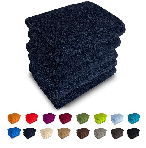 400g/m² Handtücher 100% Baumwolle Handtuch 50x100, Gästetuch 30x50, Duschtuch 70x140, Badematte 50x70, 14 tolle Farben (Handtuch 50 cm x 100 cm, dunkelblau - 28) von Generisch