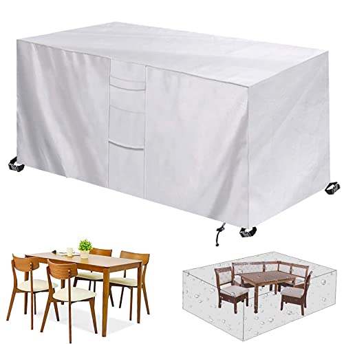 420D Oxford Stoff Outdoor Gartenmöbel Abdeckung Wasserdicht UV-beständig Rechteckig Tisch Stuhl Protector Silber 90 x 90 x 40 cm (L x B x H) von Generisch