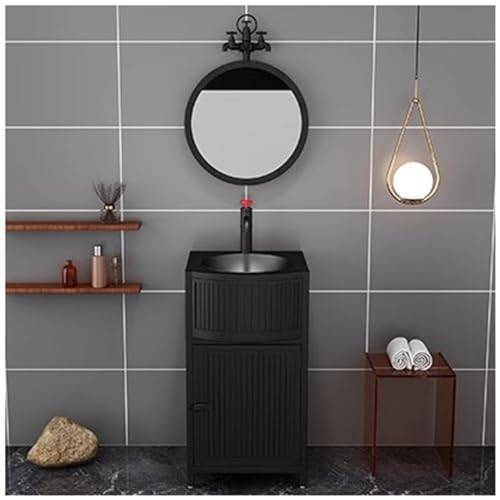 43,2 cm kleiner Badezimmer-Waschtisch mit Waschbecken, freistehender Waschbeckenschrank, industrieller Stil, Schmiedeeisen, Badezimmer-Waschkommode & Waschbecken, Waschbecken mit Abfluss und Heiß- und 43,2 cm kleiner Badezimmer-Waschtisch mit Waschbecken, freistehender Waschbeckenschrank, industrieller Stil, Schmiedeeisen, Badezimmer-Waschkommode & Waschbecken, Waschbecken mit Abfluss und Heiß- und von Generisch