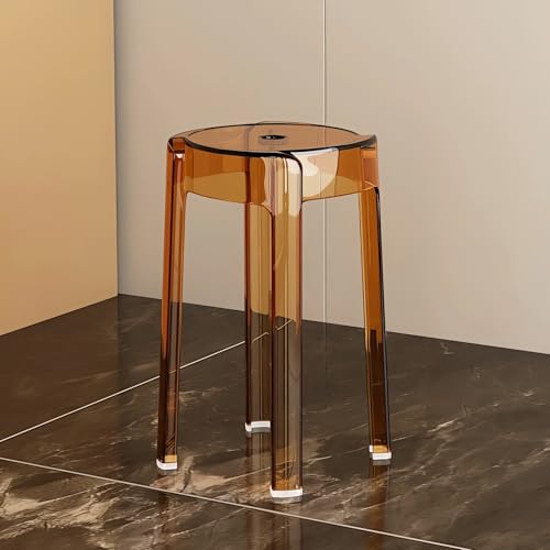 46cm Stapelbar Hocker aus Acryl, Transparent Barhocker Ergonomisch Stapelstuhl Kunststoff, Garten Stapelhocker for Küche Bistro Café, Wasserdicht(Amber,X1) von Generisch