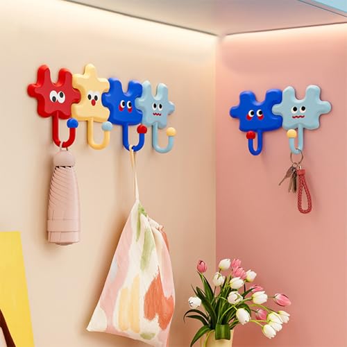 4PCS Selbst klebende Mantel haken Schlüssel halter, Kreativ klebende niedliche Schlüssel haken, Hauslager-Utility-Wand dekorationen für hängenden Hut, Schlüssel, Handtuch, Schal, Taschen, Punch frei von Generisch