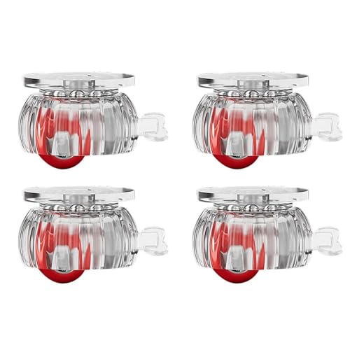 4PCs mit Bremskleber Universal-Radrollen Edelstahlperlen 360 ° Rotationstyp Möbelrollen Roller(Transparent Red) von Generisch