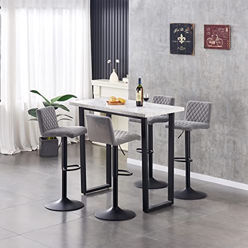4er Set Barhocker Samt Verstellbar mit Rückenlehne Grau 360° Drehstühle mit Fußstütze für Bistro Bar Büro - Stilvolle & Bequeme Sitzgelegenheit 4er Set Barhocker Samt Verstellbar mit Rückenlehne Grau 360° Drehstühle mit Fußstütze für Bistro Bar Büro - Stilvolle & Bequeme Sitzgelegenheit von Generisch