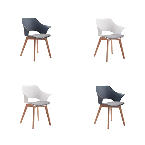 4er Set Esszimmerstühle Massivholz Beine Gepolstert Bürostuhl mit Armlehnen Modernes Stoffdesign in Weiß und Blau Bequem und Stilvoll für Zuhause oder Büro 4er Set Esszimmerstühle Massivholz Beine Gepolstert Bürostuhl mit Armlehnen Modernes Stoffdesign in Weiß und Blau Bequem und Stilvoll für Zuhause oder Büro von Generisch