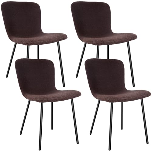 4er Set Esszimmerstühle Polsterstuhl Moderne Küchenstühle mit bequemer Rückenlehne & stabilen schwarzen Metallbeinen für Esszimmer & Wohnzimmer (Rotbraun) von Generisch