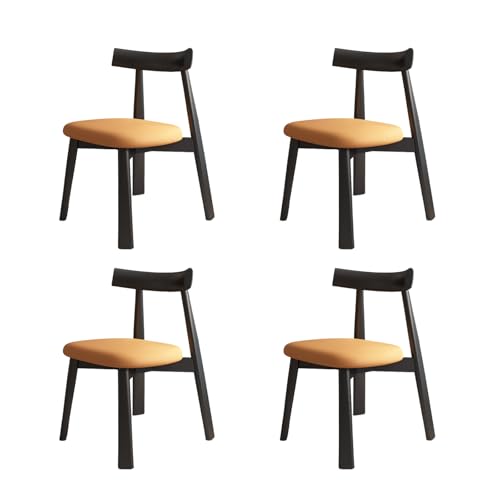 4er Set Esszimmerstühle aus Holz mit gepolsterter Sitzfläche und bequemer Rückenlehne - Leicht zu reinigender Küchentisch Stühle in Schwarz und ge - Moderne Esszimmermöbel 4er Set Esszimmerstühle aus Holz mit gepolsterter Sitzfläche und bequemer Rückenlehne - Leicht zu reinigender Küchentisch Stühle in Schwarz und ge - Moderne Esszimmermöbel von Generisch