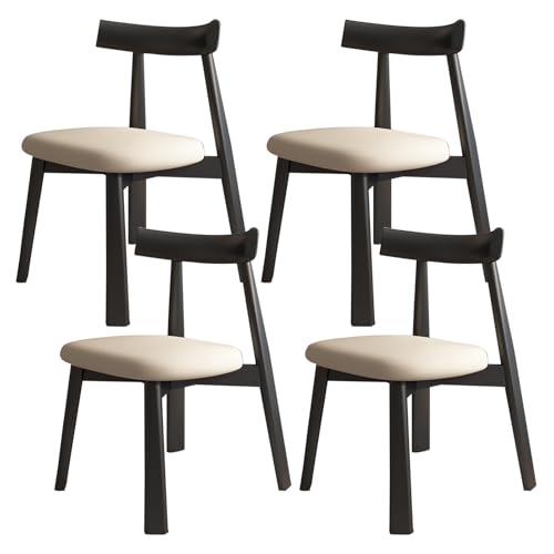 4er Set Massivholz Bauernhaus Esszimmerstühle ohne Armlehne Mitte des Jahrhunderts modernes Design mit gebogener Rückenlehne & bequemem Kissen für Zuhause, Küche, Esszimmer, Restaurant (Schwarz 4er Set Massivholz Bauernhaus Esszimmerstühle ohne Armlehne Mitte des Jahrhunderts modernes Design mit gebogener Rückenlehne & bequemem Kissen für Zuhause, Küche, Esszimmer, Restaurant (Schwarz von Generisch