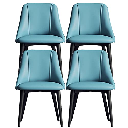 4er Set Moderne Esszimmerstühle aus Leder mit ergonomischer Rückenlehne Blau Theke Lounge Wohnzimmer Empfangsstuhl von Generisch
