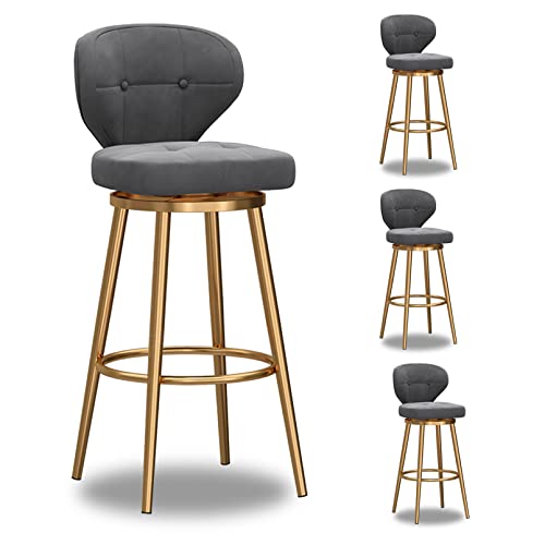 4er Set Moderne Samt Thekenhocker 360° Drehbar Barhocker mit Rückenlehne für Kücheninsel Grau Sitzhöhe 65cm 4er Set Moderne Samt Thekenhocker 360° Drehbar Barhocker mit Rückenlehne für Kücheninsel Grau Sitzhöhe 65cm von Generisch