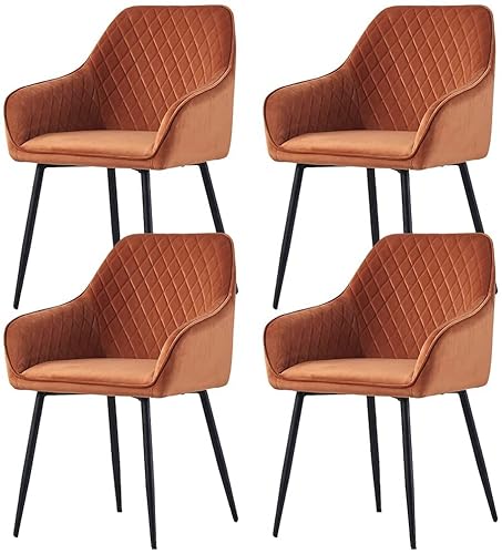 4er Set Orange Esszimmerstühle mit Armlehnen Gepolstert und bezogenen Metallbeinen für Küche Wohnzimmer oder Büro - Bequemes Sitzen mit Rückenlehne 4er Set Orange Esszimmerstühle mit Armlehnen Gepolstert und bezogenen Metallbeinen für Küche Wohnzimmer oder Büro - Bequemes Sitzen mit Rückenlehne von Generisch