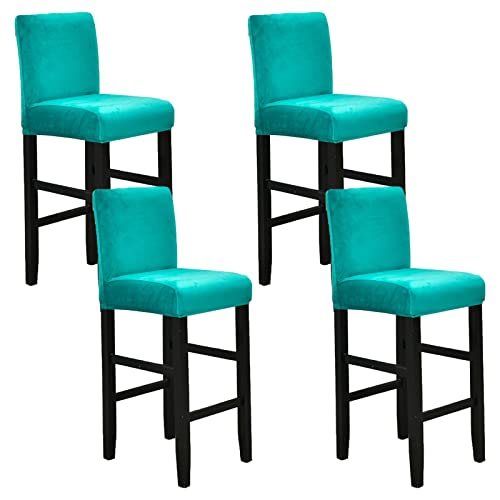 4er Set Soft Velvet Stretch Barhocker Hussen Elegant Grün Stuhlschoner für Kurz- und Drehstühle Stilvolle und langlebige Möbelbezüge von Generisch