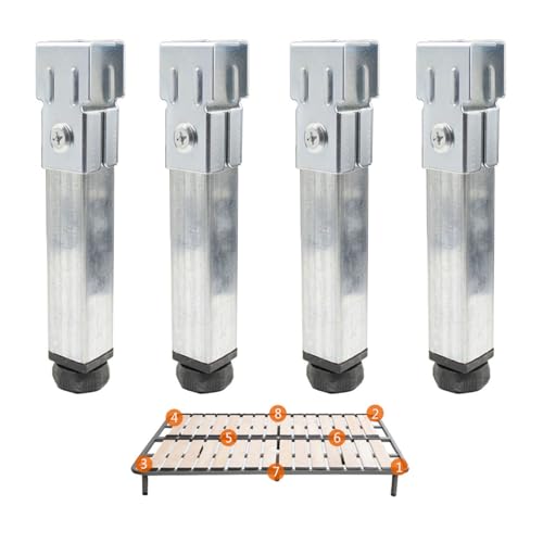 4er Set Universal Lattenrost mit verstellbaren Metallbeinen ohne Bohren perfekt für Schlafsofas und Ersatzteile50cm (49.8cm) von Generisch