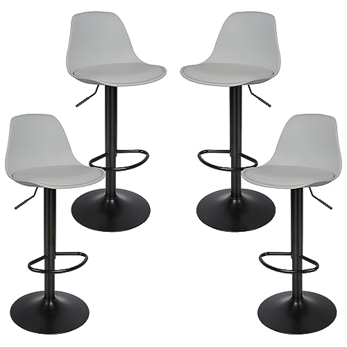 4er Set Verstellbare 360° Drehbar Barhocker Höhenverstellbar Kunstleder Küchenhocker mit Rückenlehne und Fußstütze Metallfuß Hochstuhl Duo von Generisch