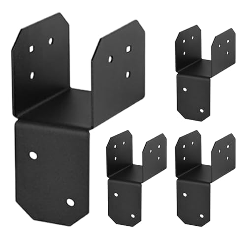 4x4 Brackets, Steel Joist Hanger Set, 4 Pieces Black, Heavy Duty Connector Brace, Resistant Finish, Beam Mounting Sleeves for Deck Fence Pergola Roof Cabin Indoor Outdoor von Generisch