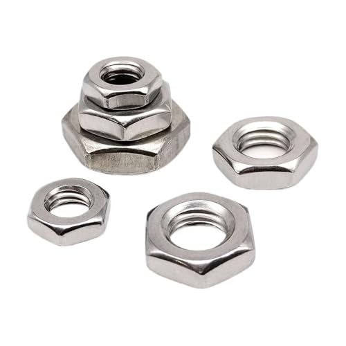 5/10/50 Stück M3 M4 M5 M6 M8 M10 M12 M16 GB6172 316 A4-70 Edelstahl Sechskant-Sechskant-Waferdünne Mutter Kontermutter(M12 10pcs) von Generisch