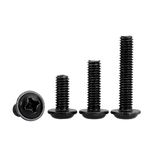 5/50 Stück M2/2,5/3/4/5/6 Kreuzschlitz-Pfannenschrauben mit rundem Kopf aus schwarzem Edelstahl Unterlegscheibe und gepolstertem Kragen(10pcs M5x30) von Generisch