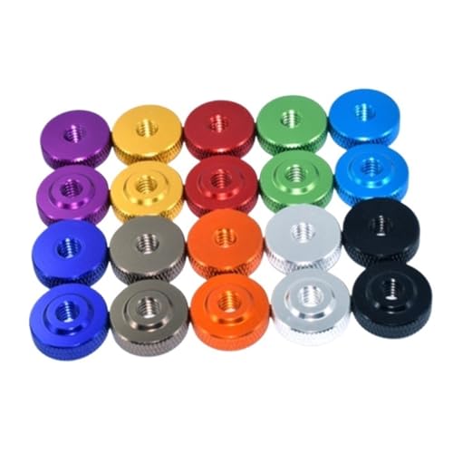 5-10 STÜCKE M3 M4 M5 M6 m8 Farbe Kleine Schritt Roll Finger Mutter Aluminiumlegierung Multi Farbe FPV RC(Ligth blue,M4 10pcs) von Generisch