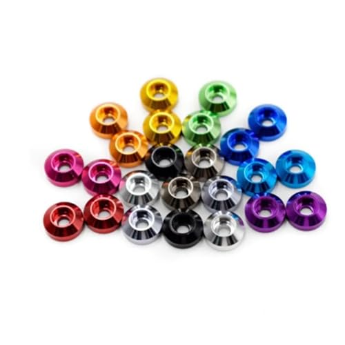 5-10 teile/los kappe kopf Crown aluminium washer M2 M 2,5 M3 M4 M5 M6 Corlorful Aluminium Legierung Kappe Kopf dichtung washer Kompatibel mit RC teile(M4 10pcs,Red) von Generisch