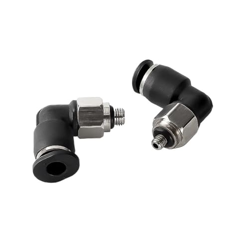 5–100 Stück Mini-Pneumatik-Luftanschluss-Winkelstücke PL 3 4 5 6 mm Außengewinde M3 M4 M5 M6 1/8 Zoll Schnell-Schnellsteckschlauch(PL6-M3,100cps) von Generisch