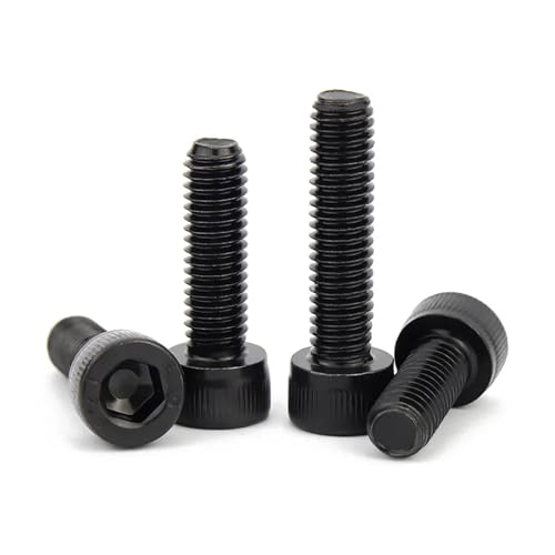 5–50 Stück M1.6/2/2,5/3/4/5/6/8 * L DIN912 Edelstahl-Innensechskantschraube oder schwarze Klasse 12.9 metrisch(Steel with Black,50MM_M6(10PCS)) von Generisch