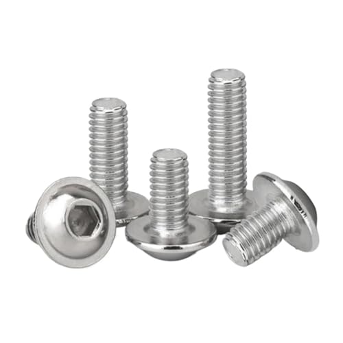 5–50 Stück M2/2,5/3/4/5/6/8/10 A2 Edelstahl Innensechskant Rundknopf Flanschkopf mit Unterlegscheibe Kragenschraube(M6x16 10pcs) von Generisch