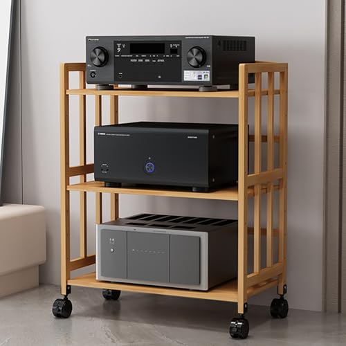 5 AV-Media-Ständer mit CD-Player-Regal und höhenverstellbarem Rack-Rad und Mehrzweck-TV-Ständer für Heim-Stereoanlage, Eck-Audio-Turm in Braun (70 x 88 cm) von Generisch