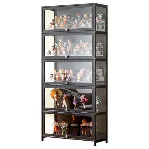 5 Böden Vitrine aus Acrylglas Wohnzimmer Vitrine mit Acryl Türen Glastür Schrank Glas Vitrinenschrank Bücherschrank Geschirrschrank Staubdicht für Homeoffice Büro Spielzimmer Sammlerstücke von Generisch