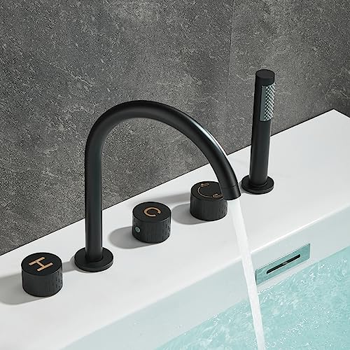 5-Loch Badewannenarmatur Set mit 360° schwenkbarem Auslauf, Handbrause und Schwarz-C Finish - Elegantes Duschsystem für moderne Badezimmer 5-Loch Badewannenarmatur Set mit 360° schwenkbarem Auslauf, Handbrause und Schwarz-C Finish - Elegantes Duschsystem für moderne Badezimmer von Generisch