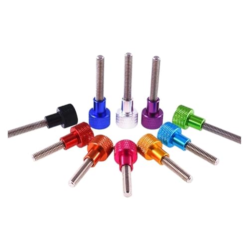 5 Stück Rändelschraube M3 M4 Aluminium Rändelkopf Edelstahl Handfest Rändelschraube eloxiert 10 Farben(Green,6MM_M3 5PCS) von Generisch