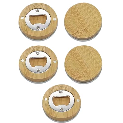 5 Stück blanko DIY Holz Kühlschrankmagnete Flaschenöffner Foto Wand Nachricht Magnet Aufkleber Home Kühlschrank Dekor Hochzeit Gastgeschenke von Generisch