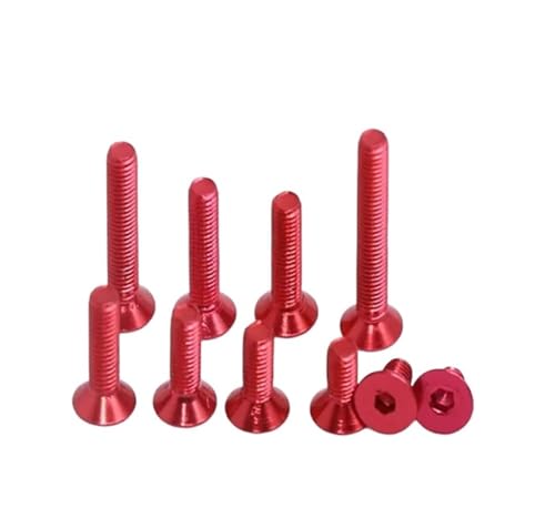 5 Stück bunte Schrauben M5 Länge 6 mm - 30 mm Aluminiumlegierung 7075 Senkschrauben DIN7991 Innensechs kantschrauben eloxiert DIY-Modell(Dark Red,M5x30mm) von Generisch