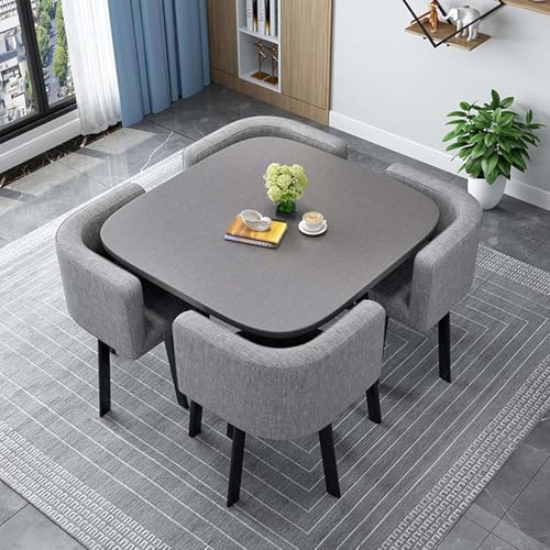 5 Teilig Essgruppe - Quadratischer runder Konferenztisch mit 4 Rückenlehnenstühlen perfekt für Wohnzimmer & Küche 80 cm Stilvolle & platzsparende Möbel 5 Teilig Essgruppe - Quadratischer runder Konferenztisch mit 4 Rückenlehnenstühlen perfekt für Wohnzimmer & Küche 80 cm Stilvolle & platzsparende Möbel von Generisch