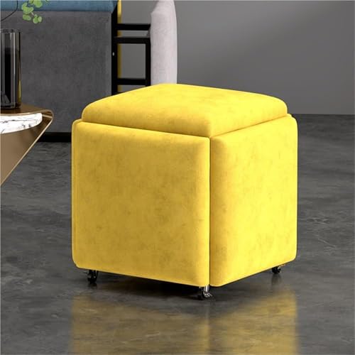 5-in-1 Drehsitzwürfel mit ineinander stapelbarem Ankleidestuhl, stapelbarer Sofa-Hocker für Wohnzimmer, Gelb, 34 x 34 x 34 cm 5-in-1 Drehsitzwürfel mit ineinander stapelbarem Ankleidestuhl, stapelbarer Sofa-Hocker für Wohnzimmer, Gelb, 34 x 34 x 34 cm von Generisch