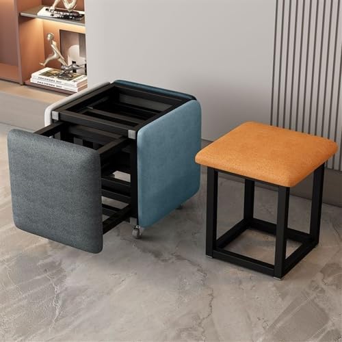 5-in-1 Drehstuhl mit stapelbaren Hockern, mehrfarbig, technischer Stoff, Rollstuhl für Wohnzimmer und Schlafzimmer von Generisch
