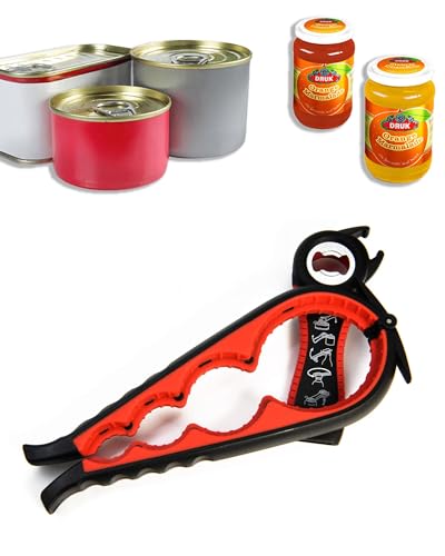 5-in-1-Flaschenöffner und 4-in-1-Dosenöffner-Set, ergonomischer Multifunktions-Flaschenöffner, Rot und Schwarz, 23 cm und 14,5 cm von Generisch
