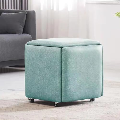5-in-1 Leder-Sitzwürfel mit Drehrollen, stapelbarer Nesthocker für Wohnzimmer oder Schlafzimmer, bewegliches Sofa, Stuhl und Ankleidestuhl (14 x 14 x 15 cm Leder) von Generisch