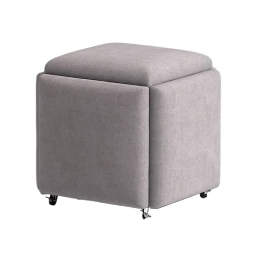 5-in-1 Multifunktionaler Sitzwürfel mit Drehrolle und gepolstertem Sitz, stapelbarer Sofa-/Stuhl-Hocker aus hellgrauem Tech-Stoff, ideal für Wohnzimmer 5-in-1 Multifunktionaler Sitzwürfel mit Drehrolle und gepolstertem Sitz, stapelbarer Sofa-/Stuhl-Hocker aus hellgrauem Tech-Stoff, ideal für Wohnzimmer von Generisch