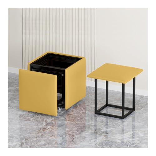 5-in-1 Nestbarer Leder-Fußhocker mit Drehrollen, stapelbarer Würfelstuhl für Esszimmer und Schlafzimmer, Beige, 45 x 45 x 45 cm – vielseitige Sitzlösung 5-in-1 Nestbarer Leder-Fußhocker mit Drehrollen, stapelbarer Würfelstuhl für Esszimmer und Schlafzimmer, Beige, 45 x 45 x 45 cm – vielseitige Sitzlösung von Generisch