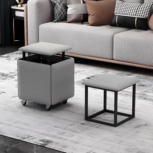 5 in 1 Nesting Cube Chair with Leather Footrest and Metal Frame Multi Functional Seat for Living Room Office or Small Spaces 5 in 1 Nesting Cube Chair with Leather Footrest and Metal Frame Multi Functional Seat for Living Room Office or Small Spaces von Generisch