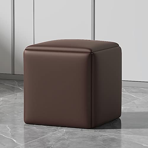 5 in 1 Nesting Ottoman Cube Chair Set - Faux Leather Square Bench with Swivel Casters - Versatile Stackable Stools for Living/Dining Room - Space Saving Foot Stool Set von Generisch