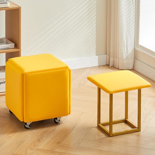 5 in 1 Nesting Ottoman Cube Chair Stackable Foot Rest with Swivel Casters for Living Room Dining Room 5 in 1 Nesting Ottoman Cube Chair Stackable Foot Rest with Swivel Casters for Living Room Dining Room von Generisch