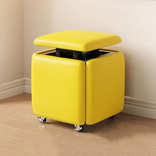 5 in 1 PU Leder Ottomane Cube mit Drehrollen Stapelbarer Hocker Mobile Fußstütze Kleiner Fußhocker für Sofa & Wohnzimmer Gelb Größe:45cm 5 in 1 PU Leder Ottomane Cube mit Drehrollen Stapelbarer Hocker Mobile Fußstütze Kleiner Fußhocker für Sofa & Wohnzimmer Gelb Größe:45cm von Generisch