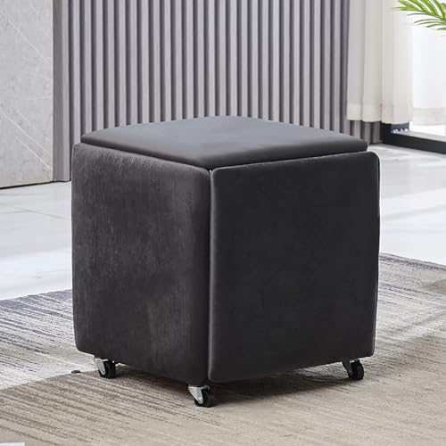 5-in-1 PU-Leder-Würfel-Ottomane mit Drehrollen, stapelbarer Nesting-Hocker für Wohnzimmer oder Schlafzimmer, bewegliches Sofa, Stuhl und Ankleidestuhl, 14 x 14 x 15 cm, Samt 3 5-in-1 PU-Leder-Würfel-Ottomane mit Drehrollen, stapelbarer Nesting-Hocker für Wohnzimmer oder Schlafzimmer, bewegliches Sofa, Stuhl und Ankleidestuhl, 14 x 14 x 15 cm, Samt 3 von Generisch