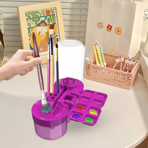 5-in-1 Pinselreiniger, 5-in-1 Pinselreiniger mit Abfluss, waschbares Malwerkzeug, Kunstzubehör mit Pinselhalter für Lehrer und Maler von Generisch