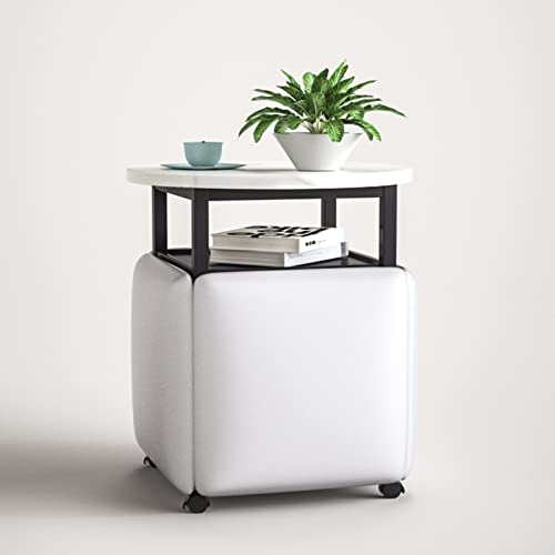 5-in-1-Sitzwürfel mit Schwenkrollen und Couchtisch – stapelbarer Sofastuhl mit Nisthocker, beweglicher Fußhocker für Wohnzimmer und Heimbüro, hellgraues und weißes Design von Generisch