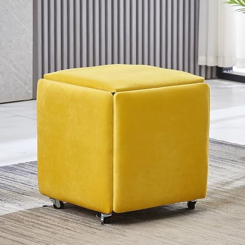 5-in-1 Stapelbarer Nesting-Hocker mit Drehrollen und beweglichem Design, PU-Leder-Sitzwürfel für Wohnzimmer oder Schlafzimmer, vielseitiger und stilvoller Samtstuhl (18 x 18 x 19) von Generisch